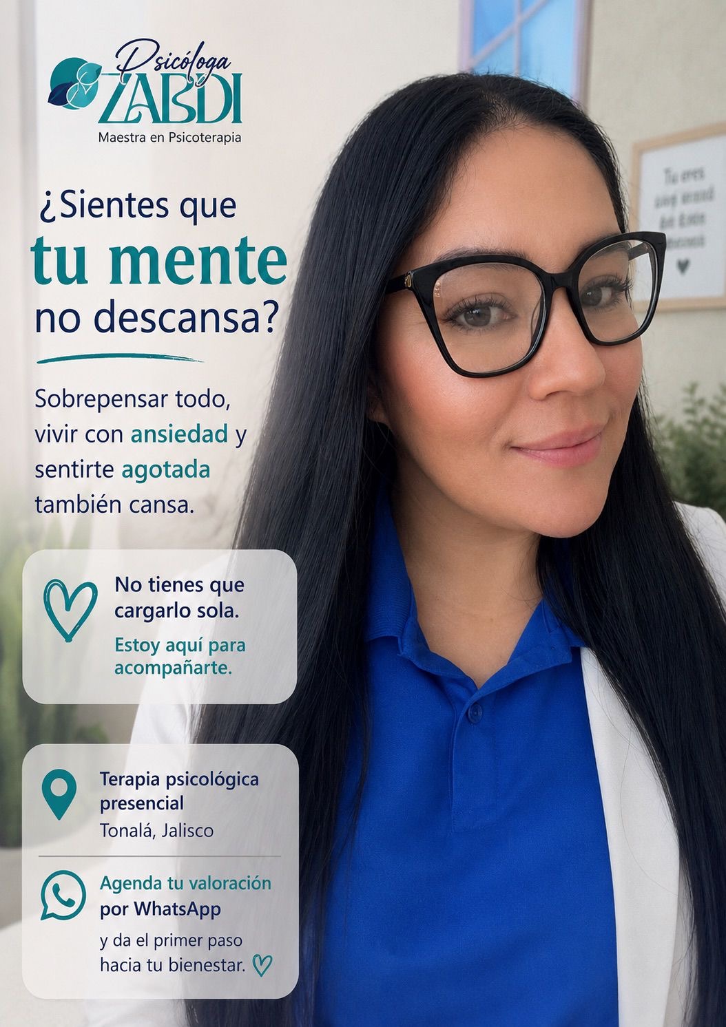 ¿Sientes que tu mente no descansa? Terapia psicológica presencial Tonalá, Jalisco