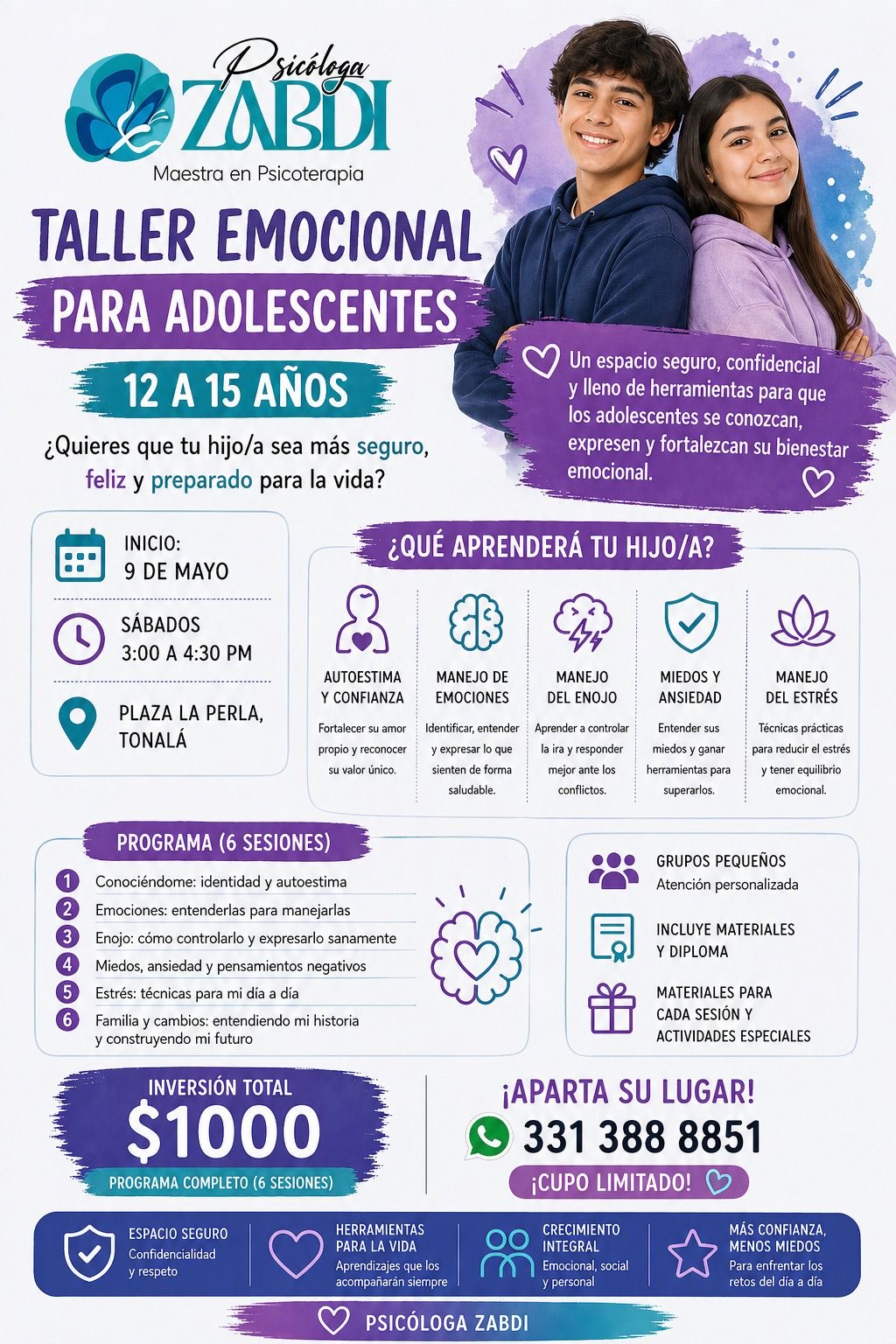 Taller emocional para adolescentes 12 a 15 años